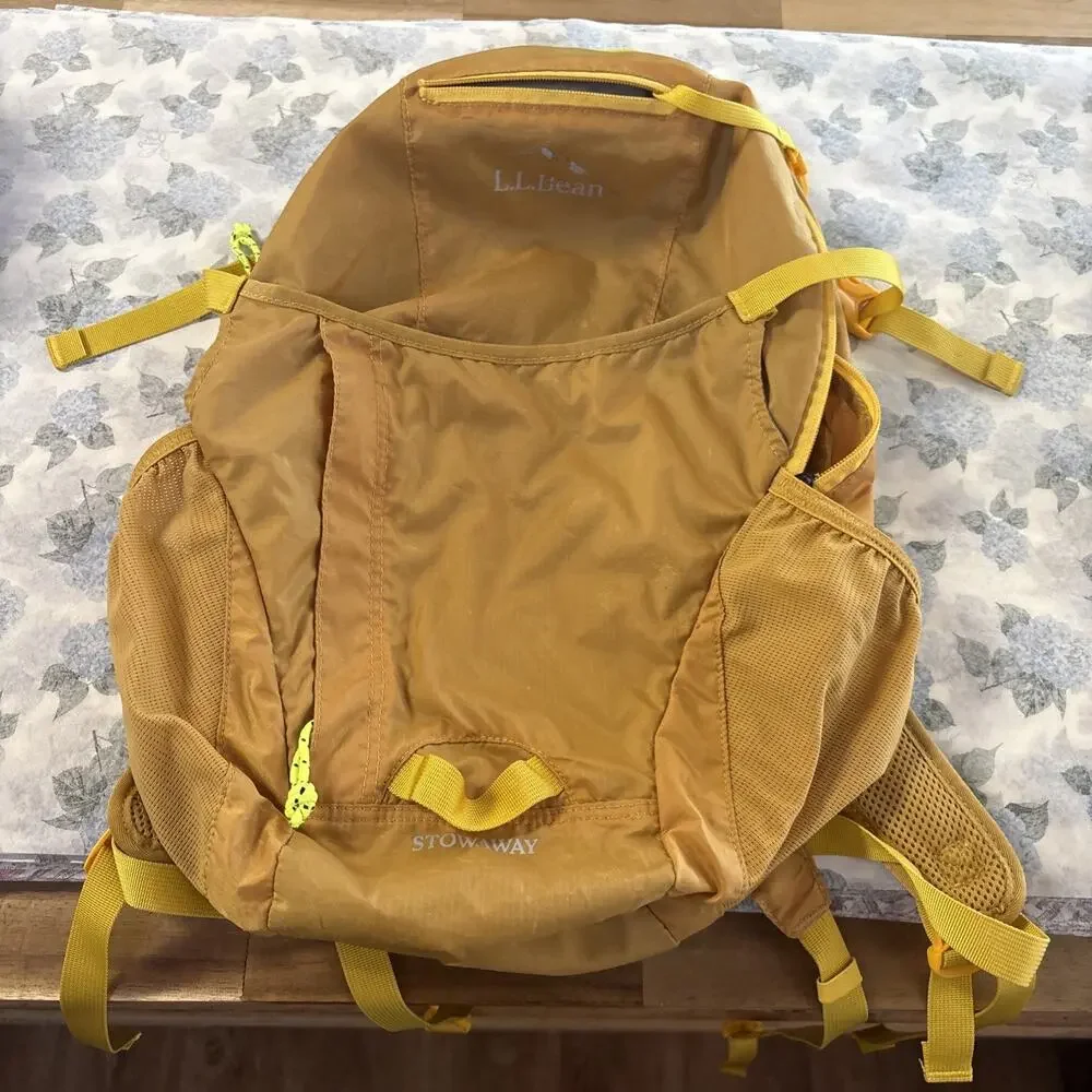 LL Bean Yellow Stowaway Backpack￼